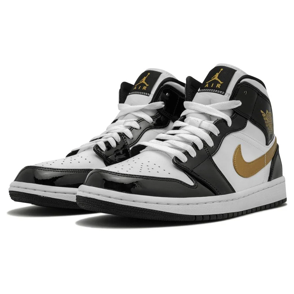 Air Jordan 1 Mid Patent 'Black Gold' - Image 2