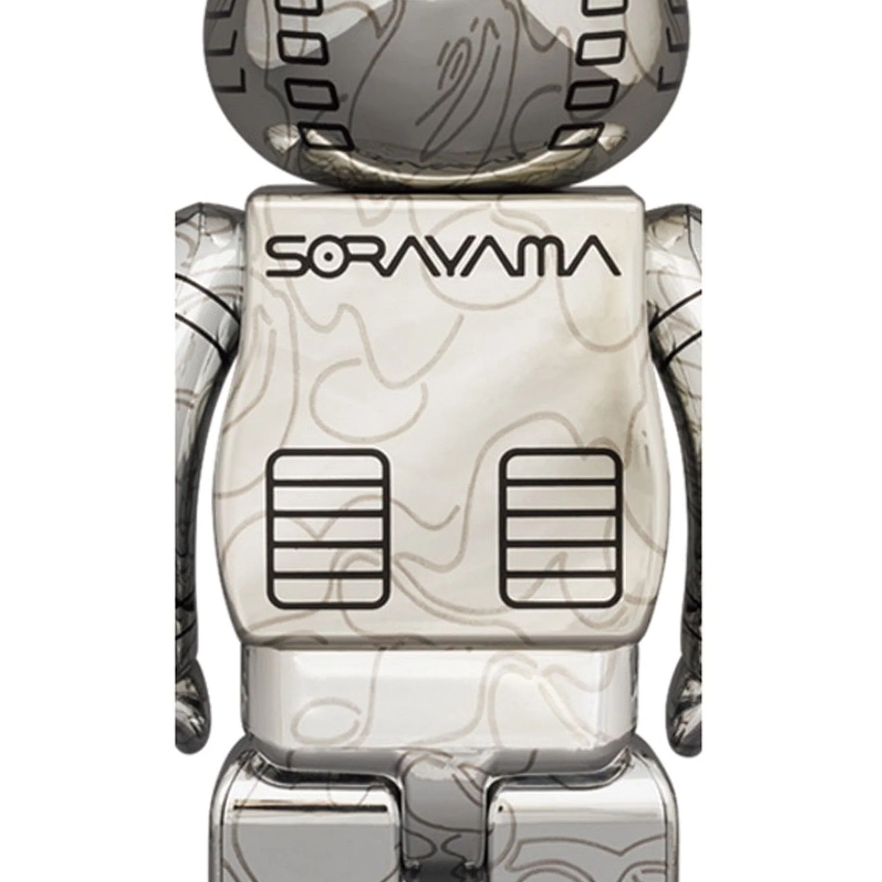 Bearbrick x BAPE x Hajime Sorayama Camo Shark 100% & 400% Set 'Silver' - Image 3