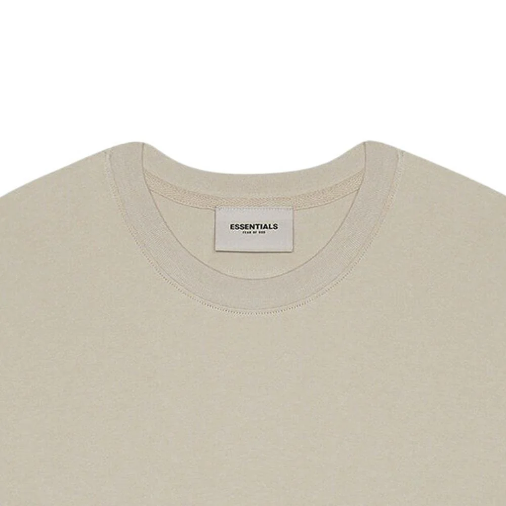 FEAR OF GOD ESSENTIALS 3D Silicon Applique Boxy T-Shirt Oatmeal Heather/String/Tan - Image 3