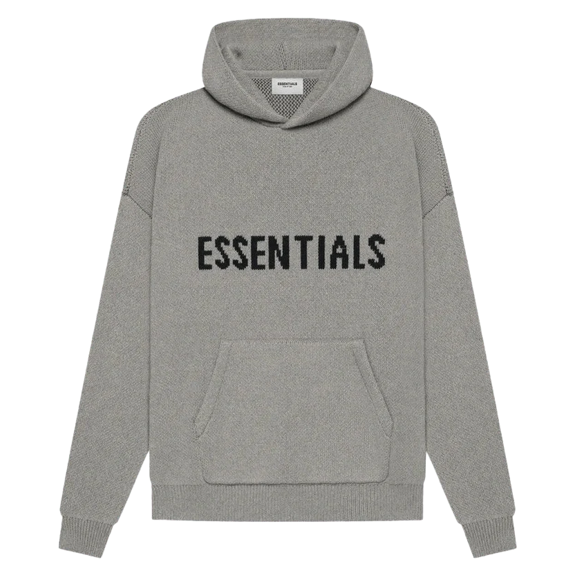 FEAR OF GOD ESSENTIALS Knit Pullover Hoodie Dark Heather Oatmeal