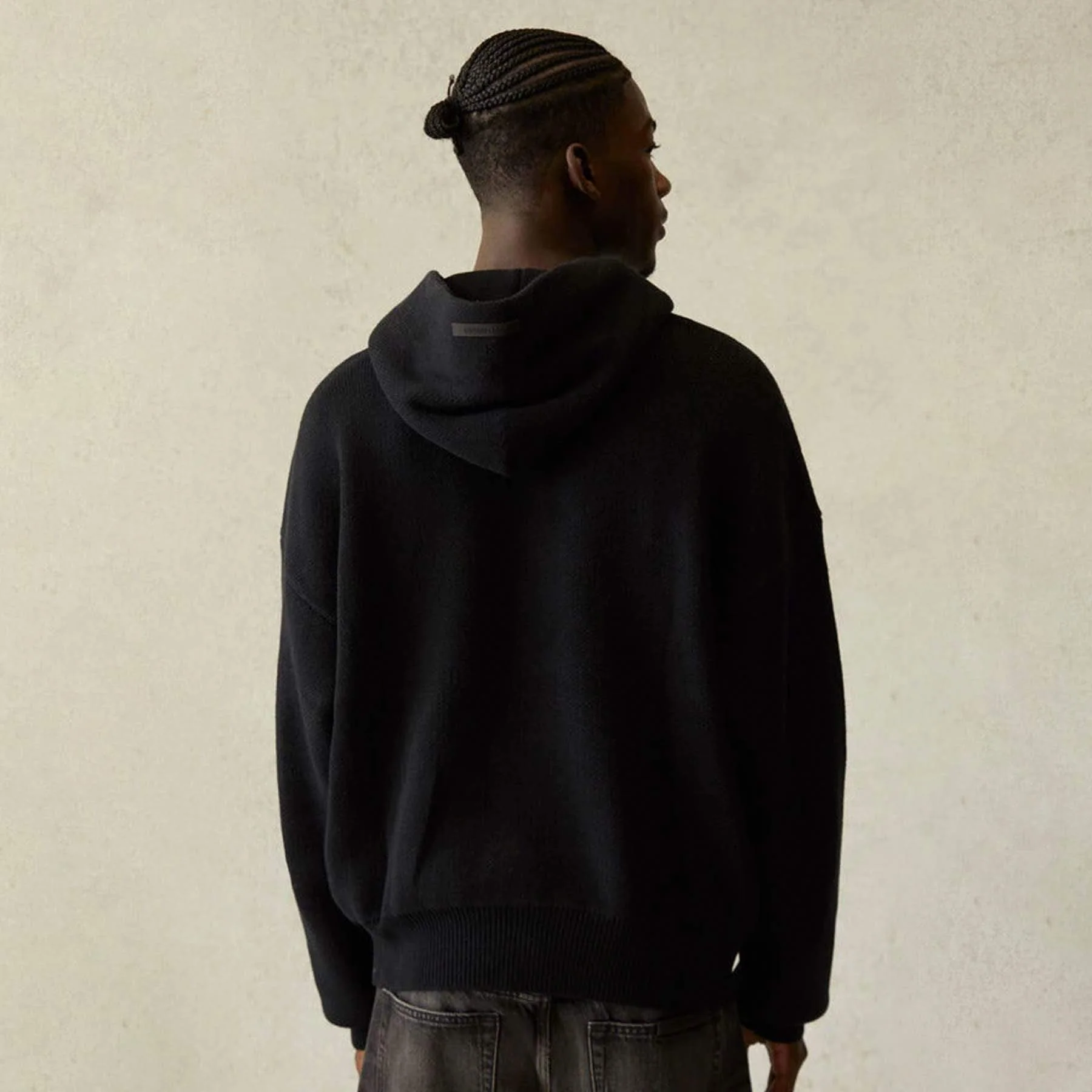 FEAR OF GOD ESSENTIALS Knit Pullover Hoodie Black - Image 3