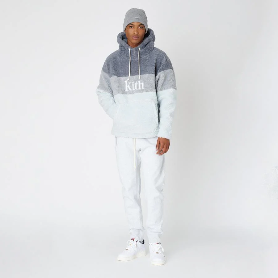 Kith Sherpa Double Pocket Hoodie Pearl Blue - Image 4