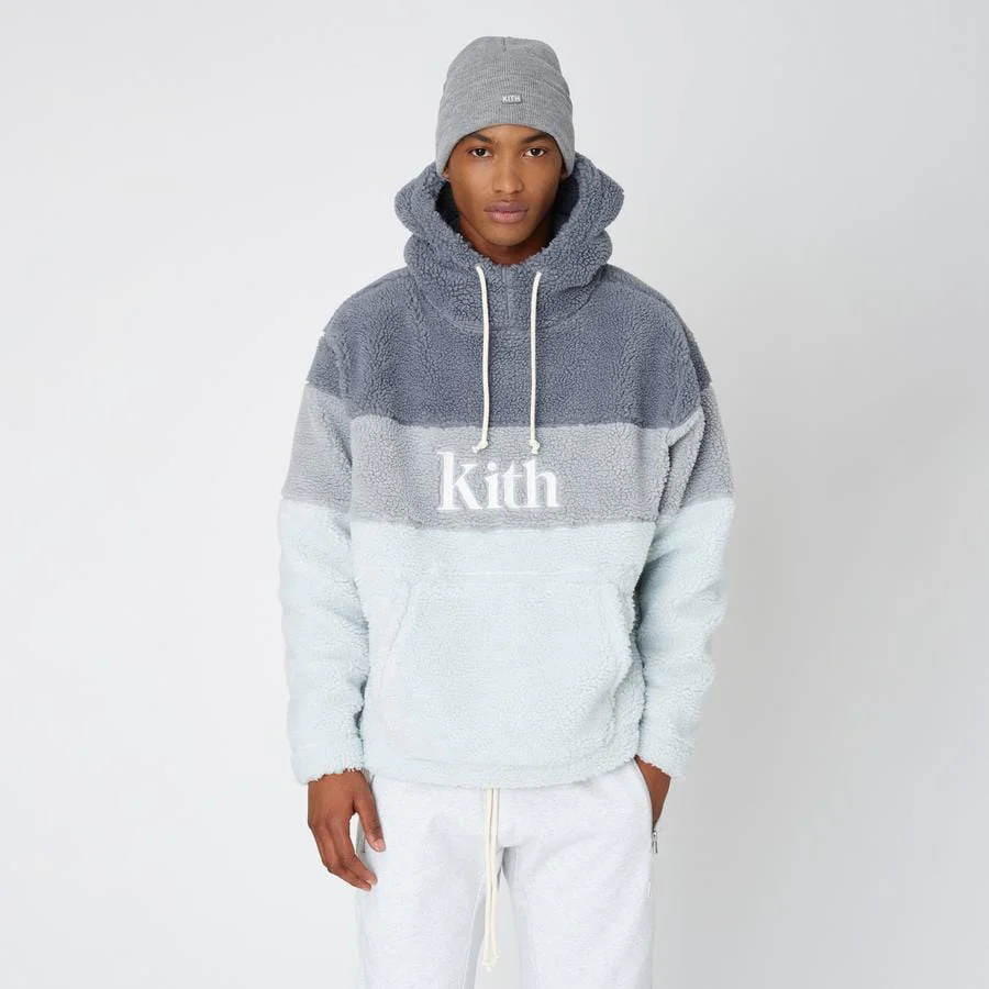 Kith Sherpa Double Pocket Hoodie Pearl Blue - Image 5