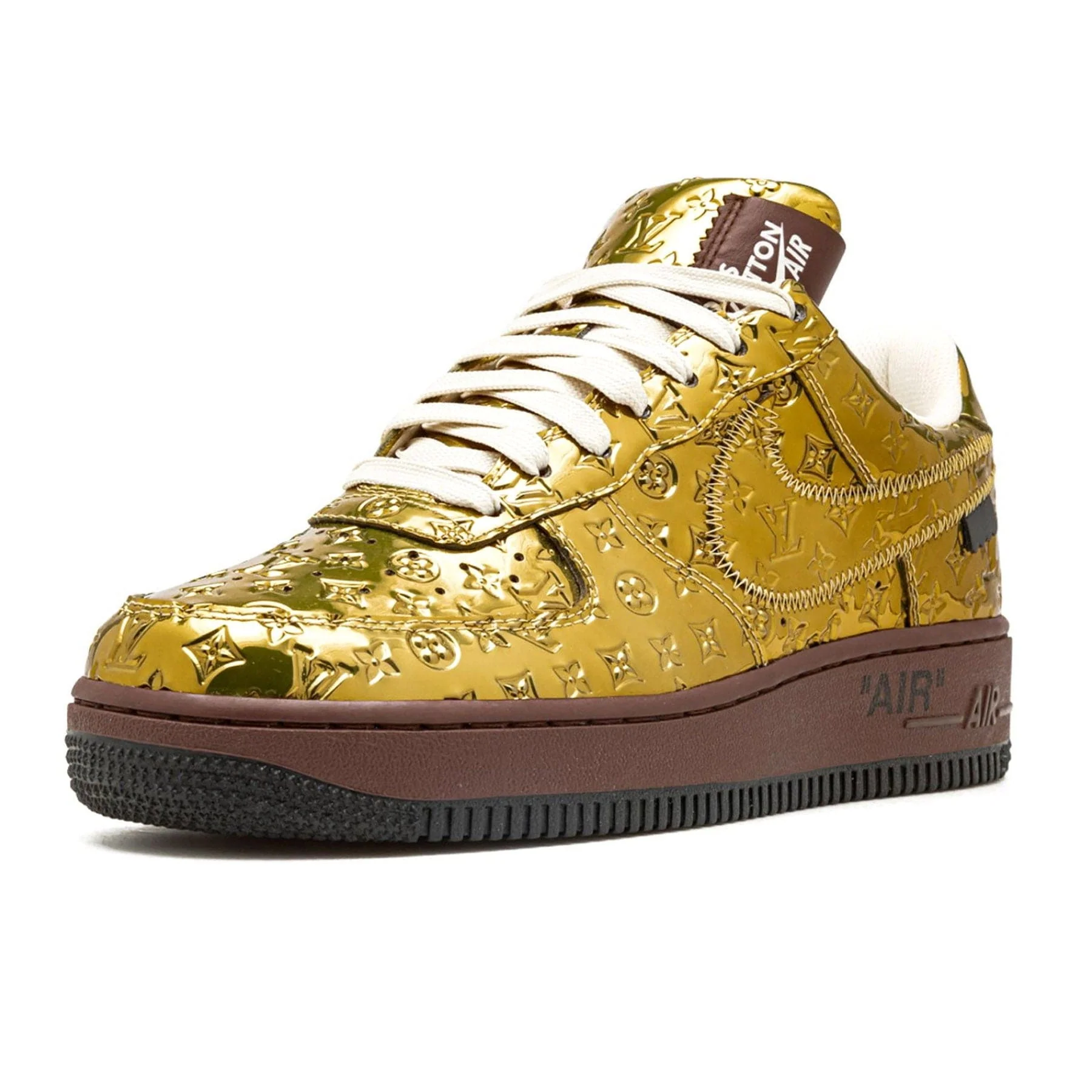 Louis Vuitton Nike Air Force 1 Low By Virgil Abloh Metallic Gold - Image 4