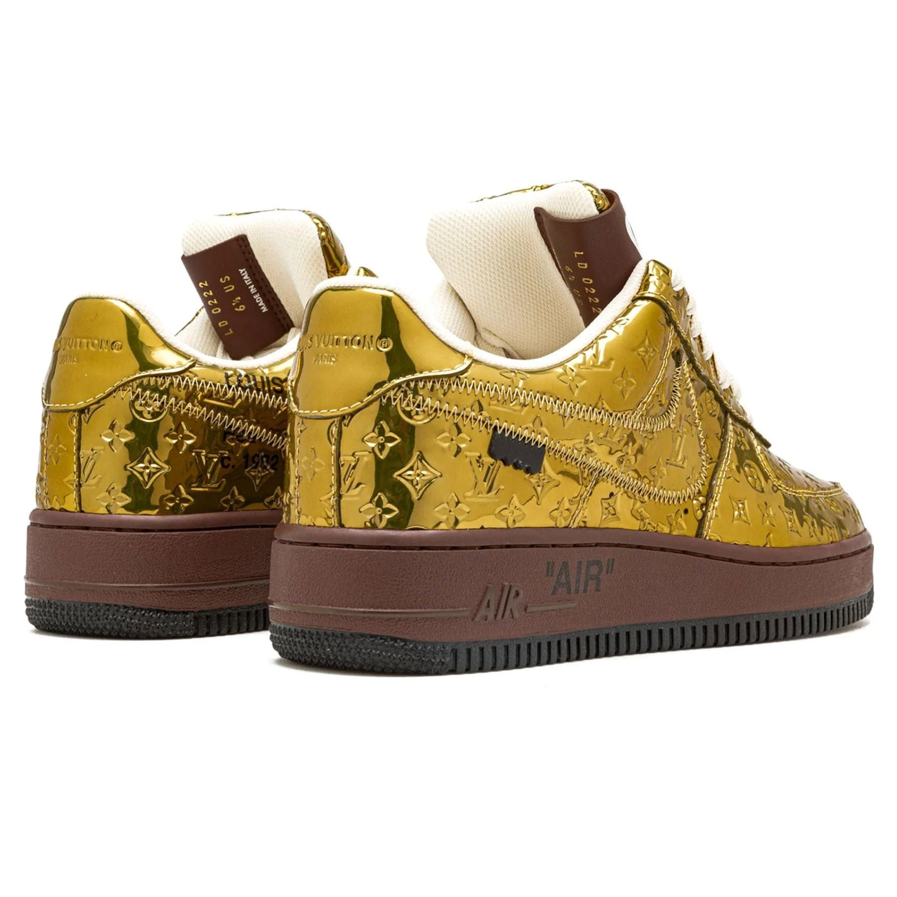 Louis Vuitton Nike Air Force 1 Low By Virgil Abloh Metallic Gold - Image 5