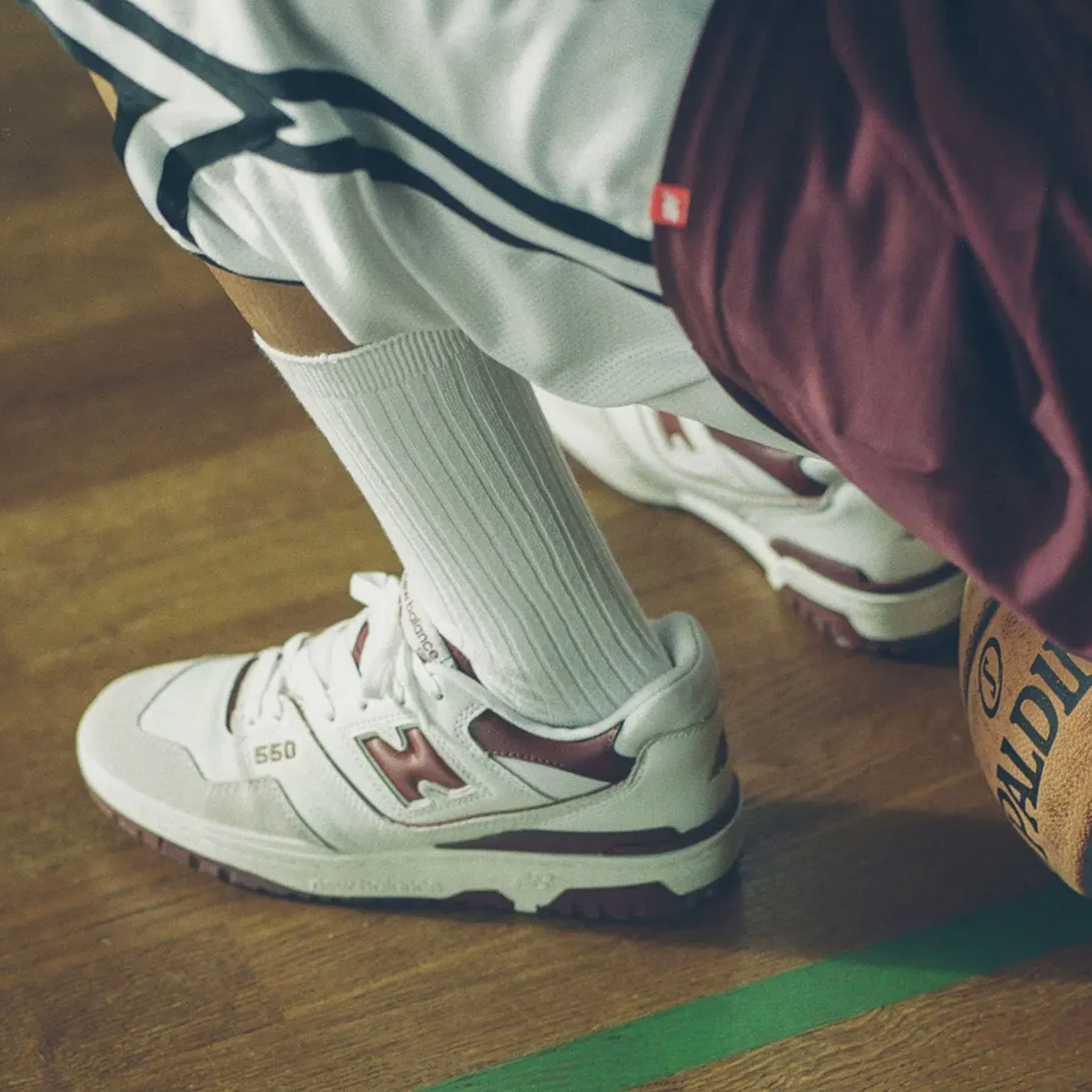 New Balance 550 Sea Salt Burgundy - Image 7