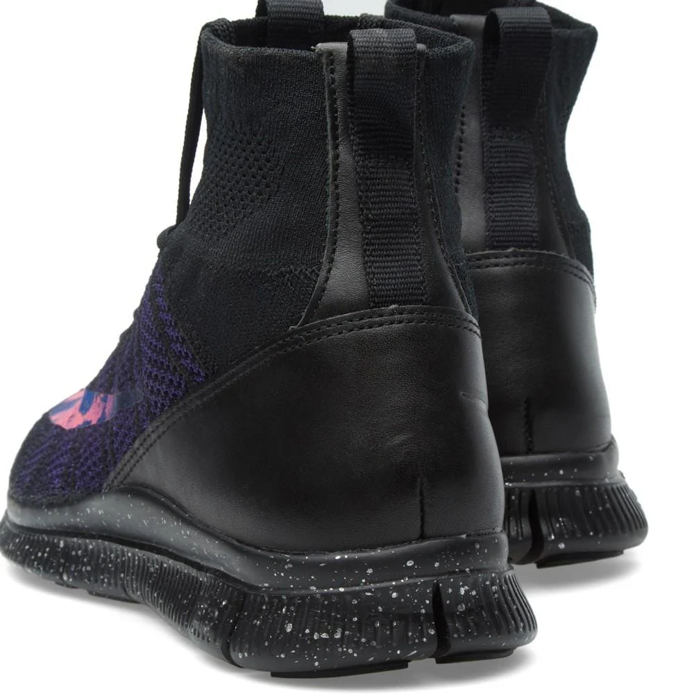 NIKE FREE FLYKNIT MERCURIAL Black & Bright Crimson - Image 7