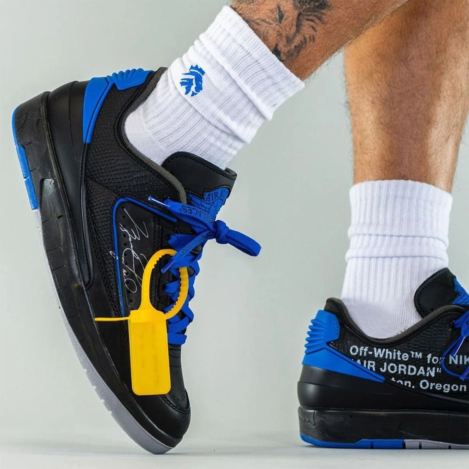 Off-White x Air Jordan 2 Retro Low SP 'Black Varsity Royal' - Image 6