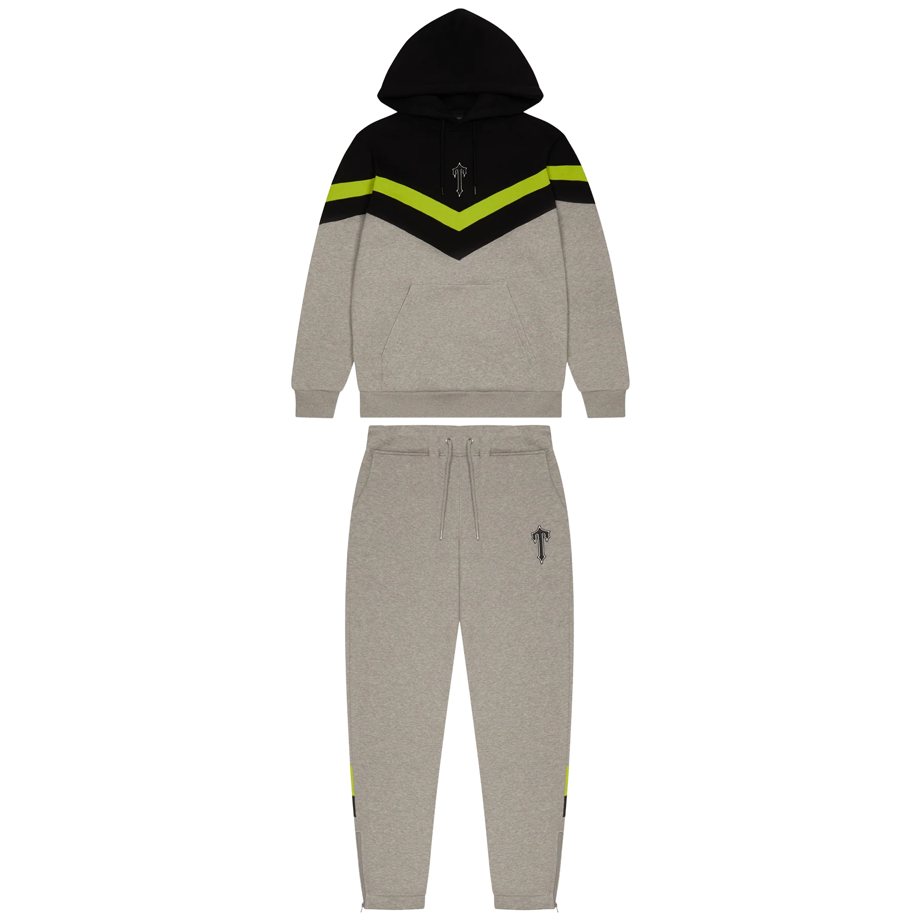 Trapstar V Stripe Hoodie Tracksuit-Grey/Lime/Black